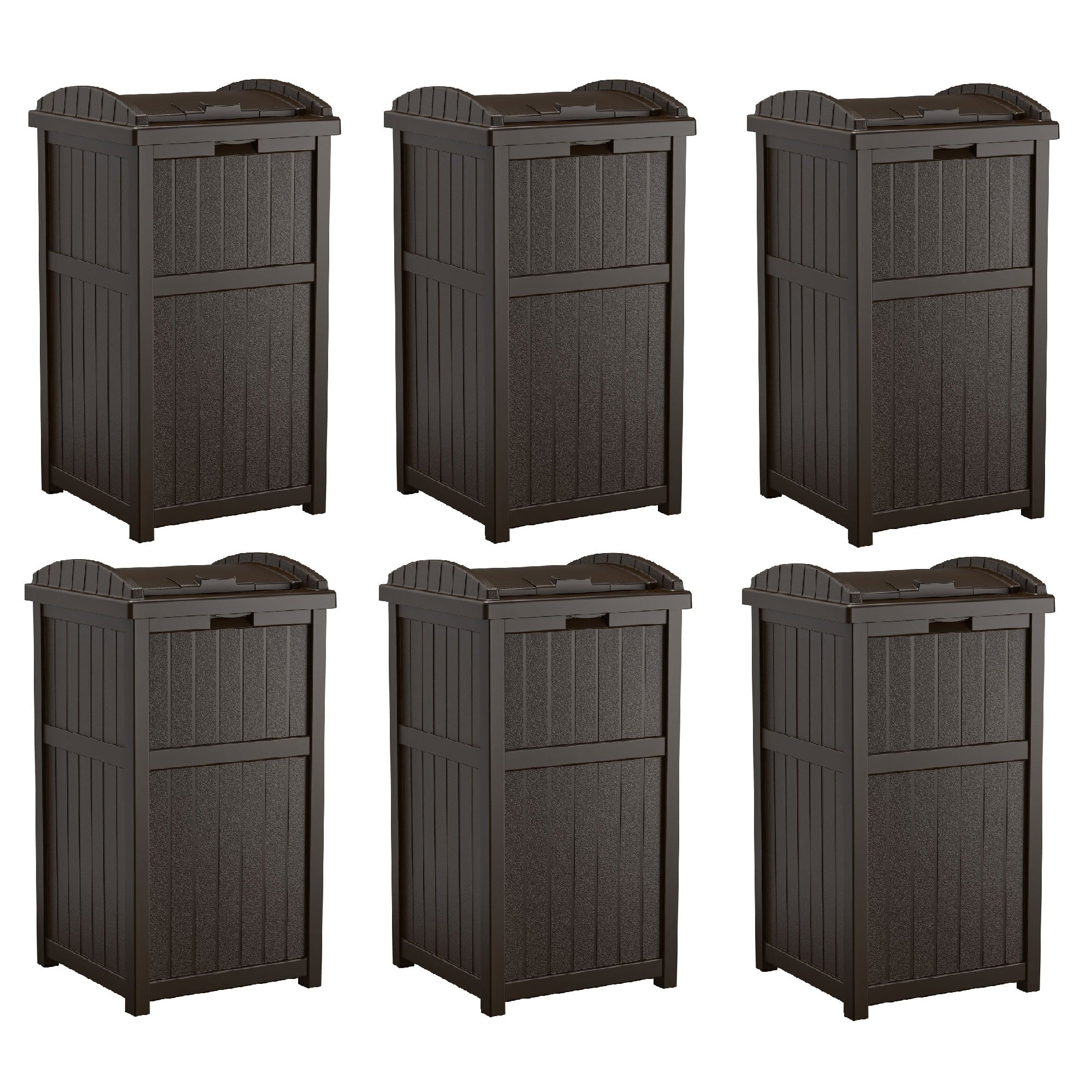 Suncast Trash Hideaway Outdoor Patio 33 Gal Garbage Waste Trash Can Bin (6 Pack) - VMInnovations