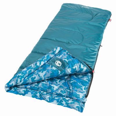 Coleman Kids Camo 45 Degree Youth Sleeping Bag, Insulated Sleep Sack, (Used)
