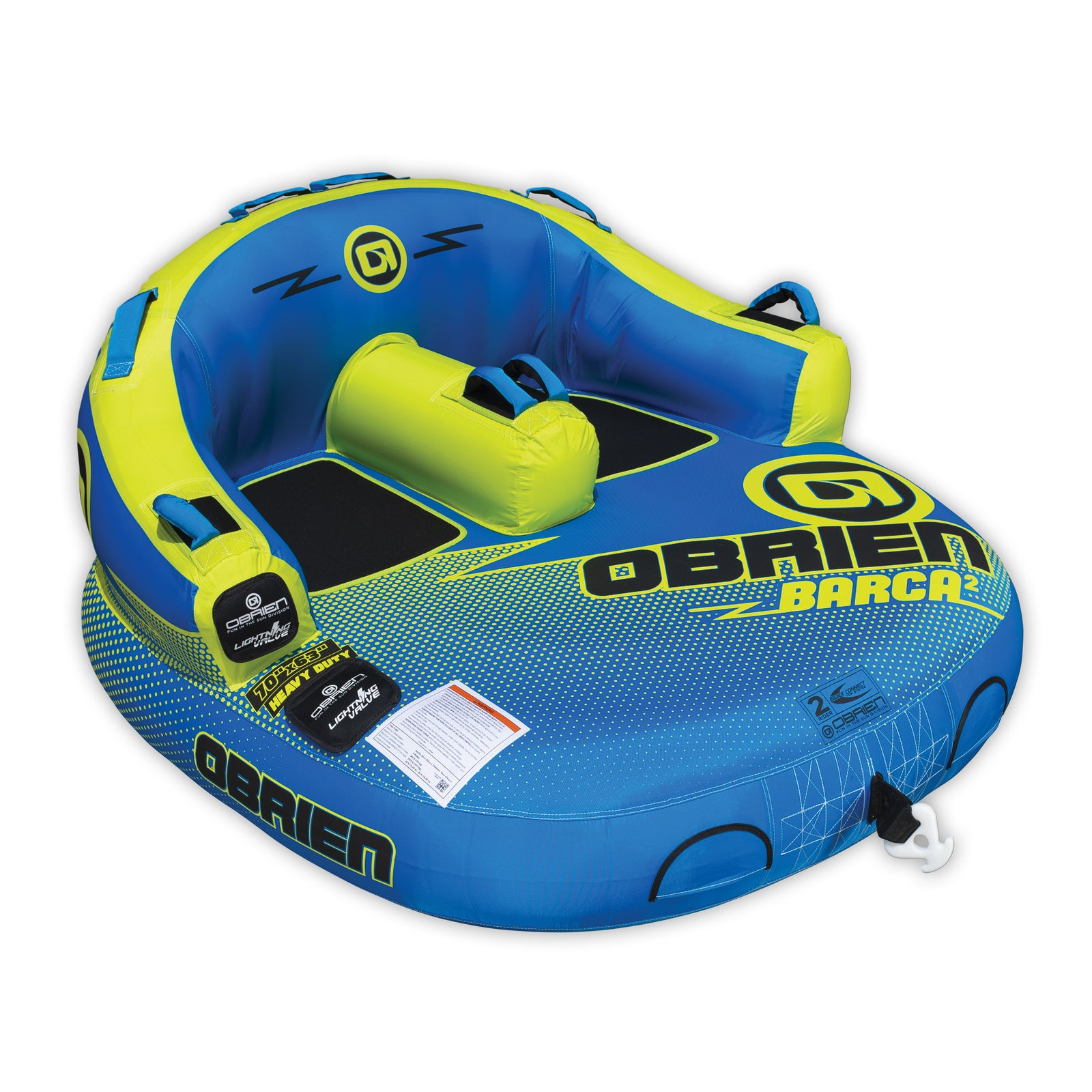O'Brian Barca 2 Inflatable Towable Water Tube for Boating, 1-2 Riders,Blue(Used) - VMInnovations