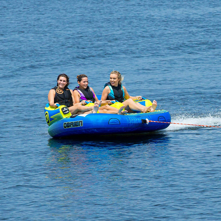 O'Brian Inflatable Towable Water Tube for Boating, 1-2 Riders, Blue (Open Box) - VMInnovations