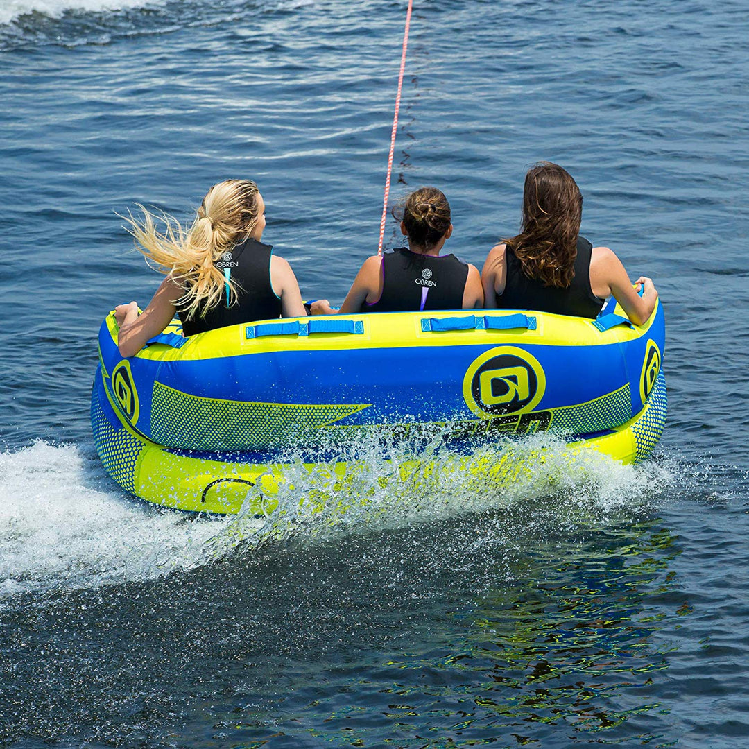 O'Brian Inflatable Towable Water Tube for Boating, 1-2 Riders, Blue (Used)