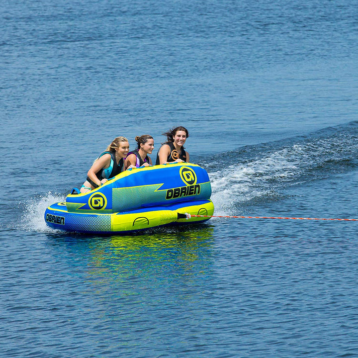 O'Brian Inflatable Towable Water Tube for Boating, 1-2 Riders, Blue (Open Box)