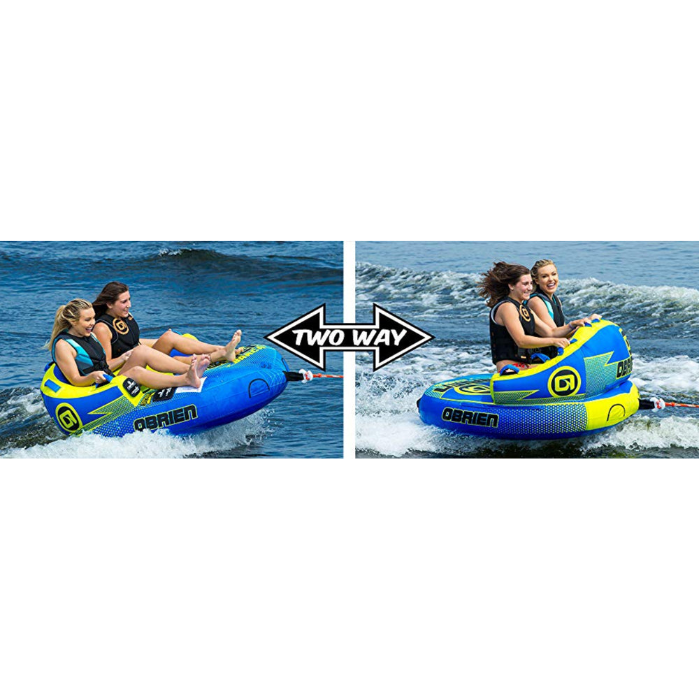 O'Brian Barca 2 Inflatable Towable Water Tube for Boating, 1-2 Riders, Blue - VMInnovations