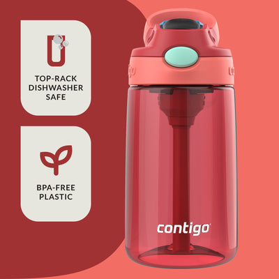 Contigo 2 Pack Water Bottle with AUTOSPOUT Flip Straw, 14 oz, Goji Berry Coral - VMInnovations