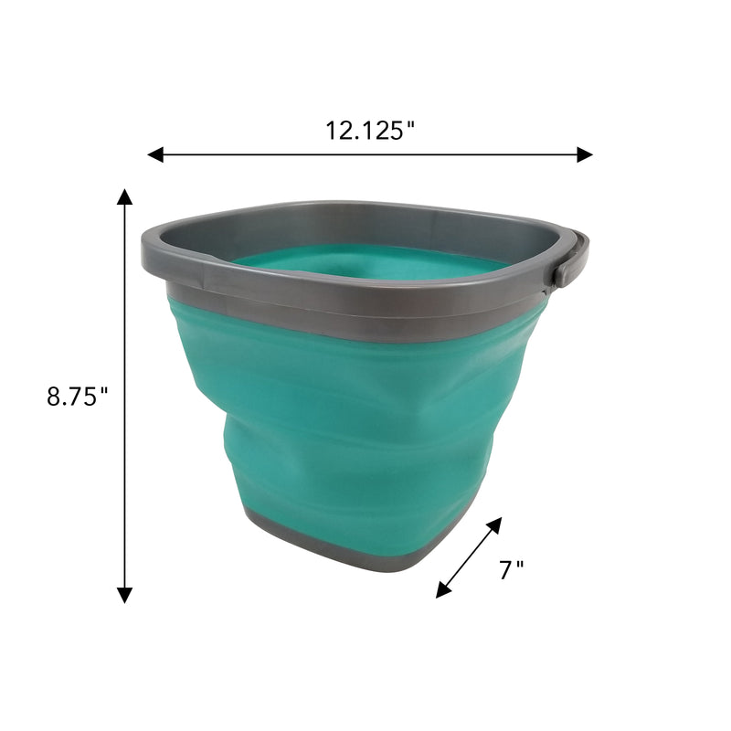 Homz Store N Stow Portable 10-Liter Collapsible Square Bucket, Teal (Open Box)