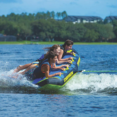 O'Brien Bat Wing 3 Person Inflatable Towable Water Sports Tube for Boating, Blue