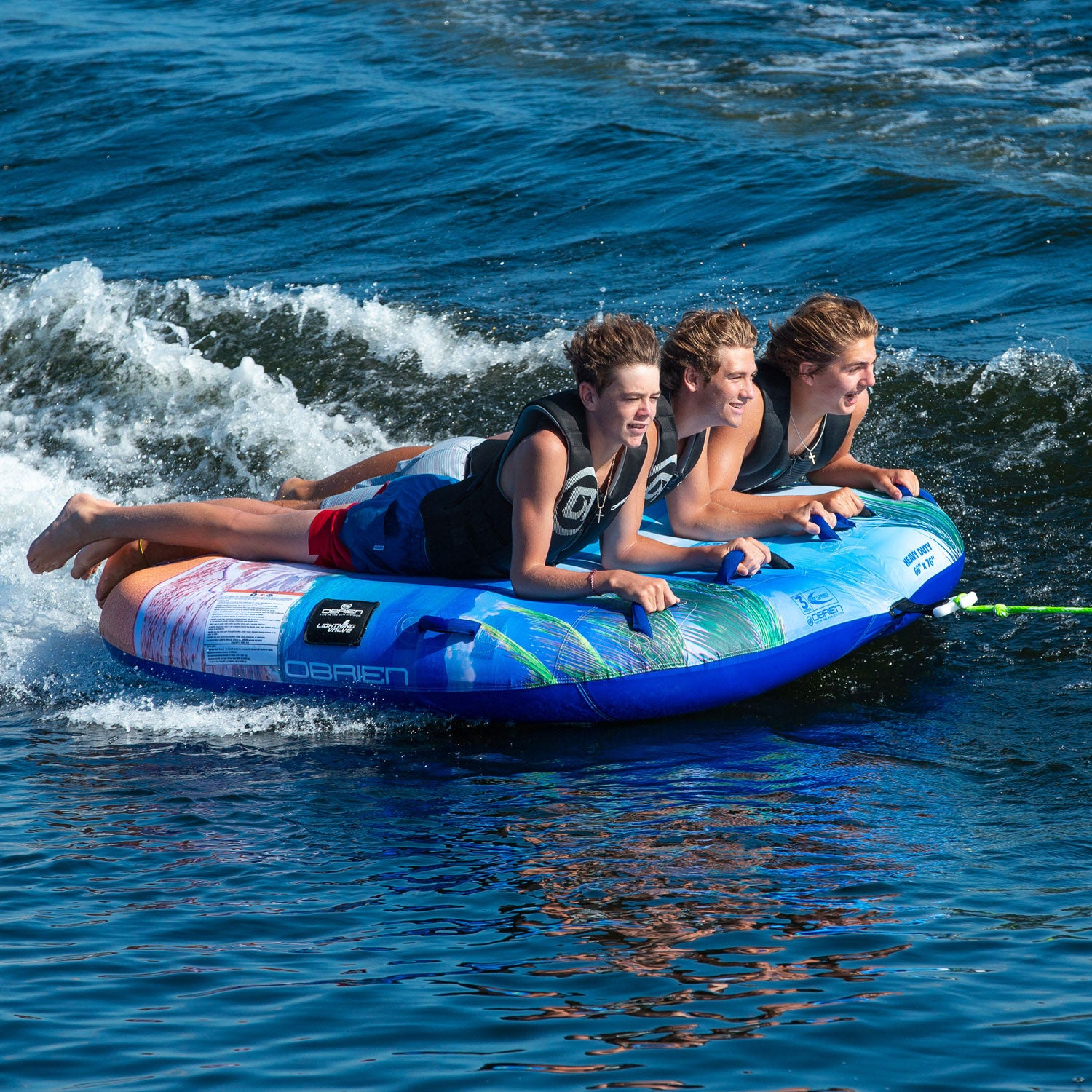 O'Brien Paradise 3 66 x 76 Inch 3 Person Towable Inflatable Deck Boat Inner Tube - VMInnovations