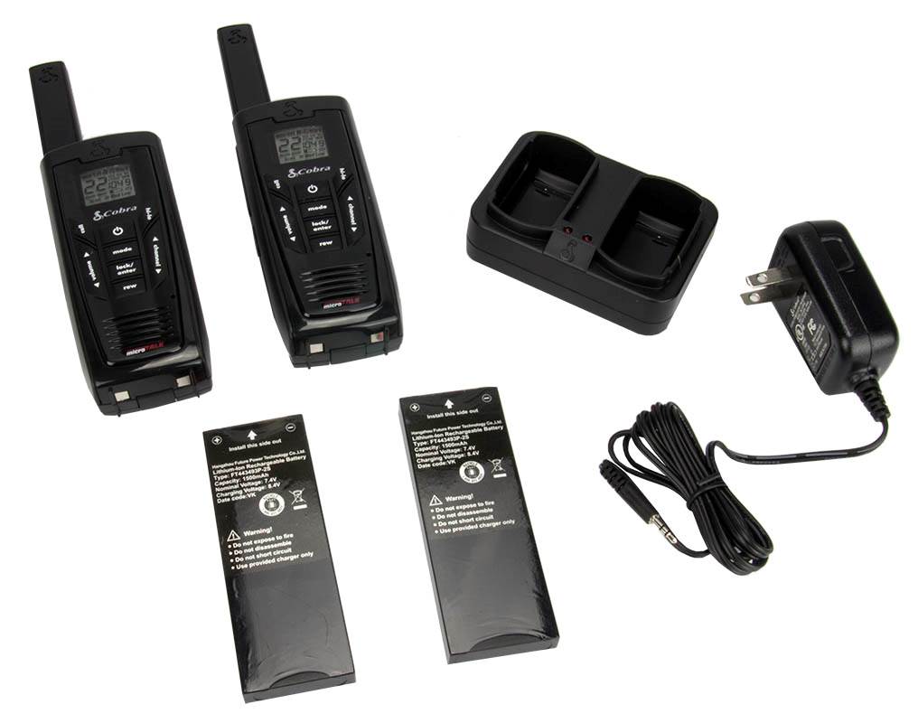 (2) COBRA CXR-925 35 Mile 22 Channel UHF/FM NOAA Two-Way Radios Walkie Talkies