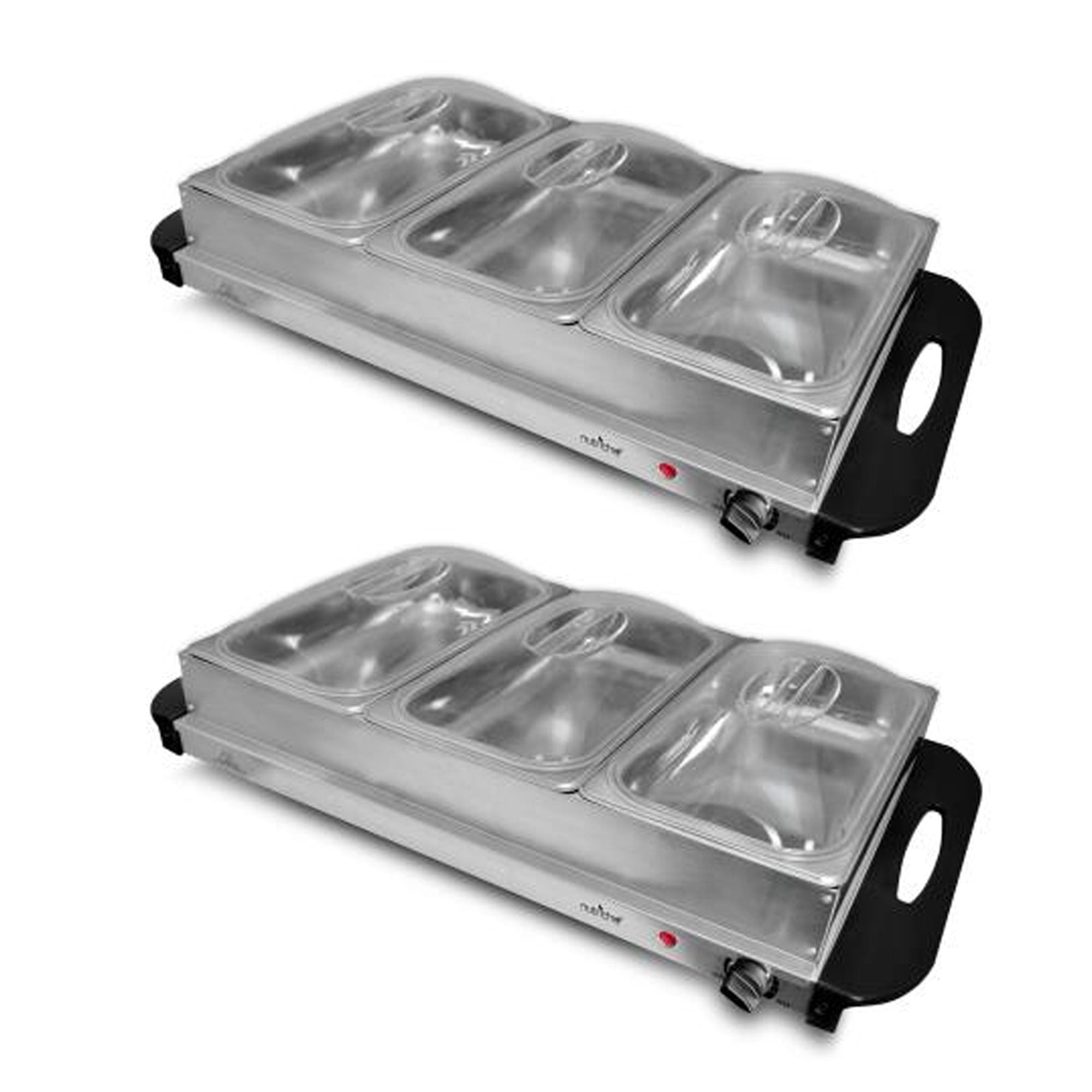 NutriChef 3 Pot Electric Hot Plate Buffet Warmer Chafing Serving Dish (2 Pack) - VMInnovations