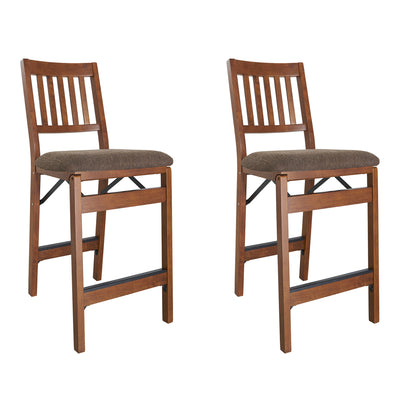 MECO Stakmore Fabric Seat Folding Counter Stools, Espresso (2 Pack) (Open Box)