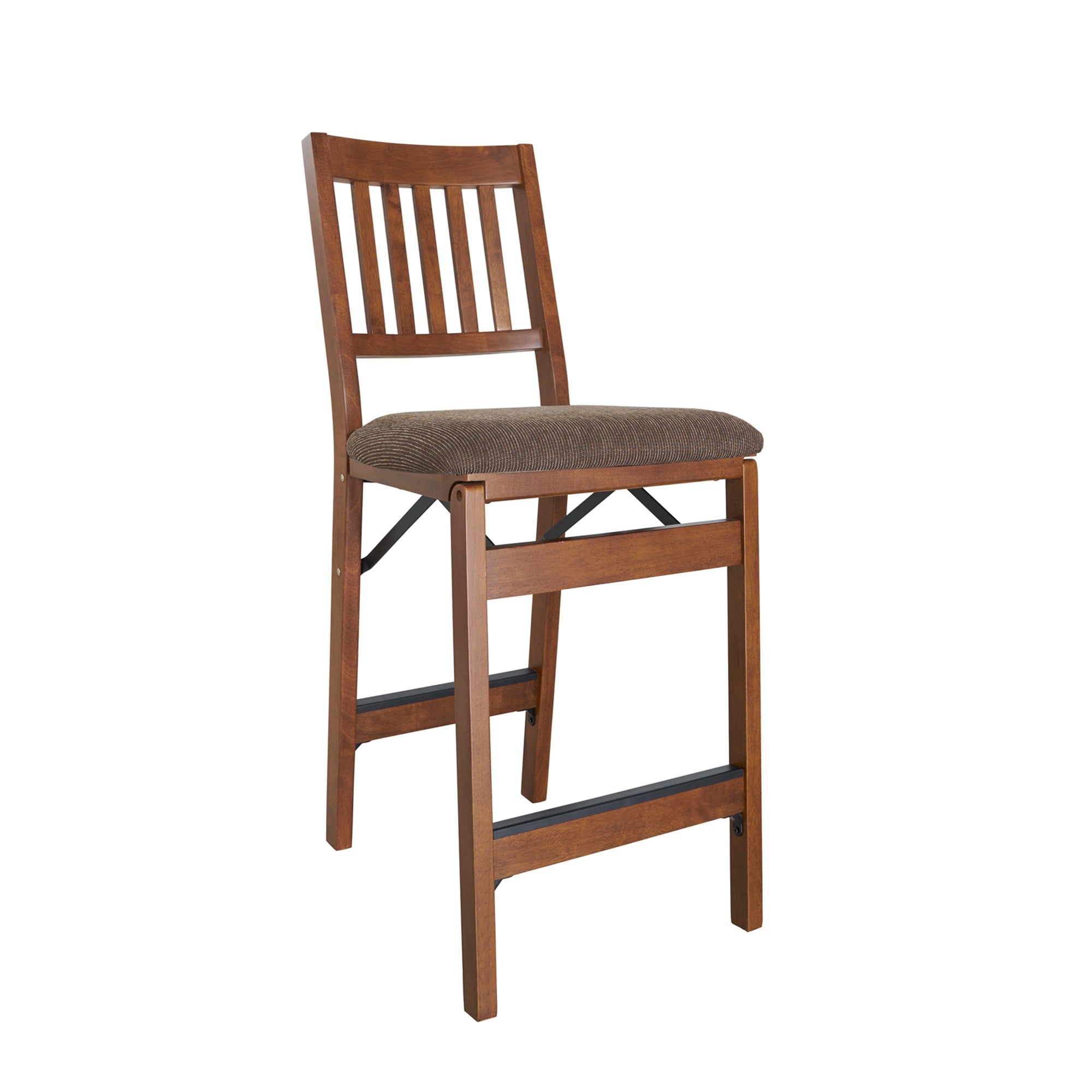 MECO Stakmore Fabric Seat Folding Counter Stools, Espresso (2 Pack) (Open Box) - VMInnovations