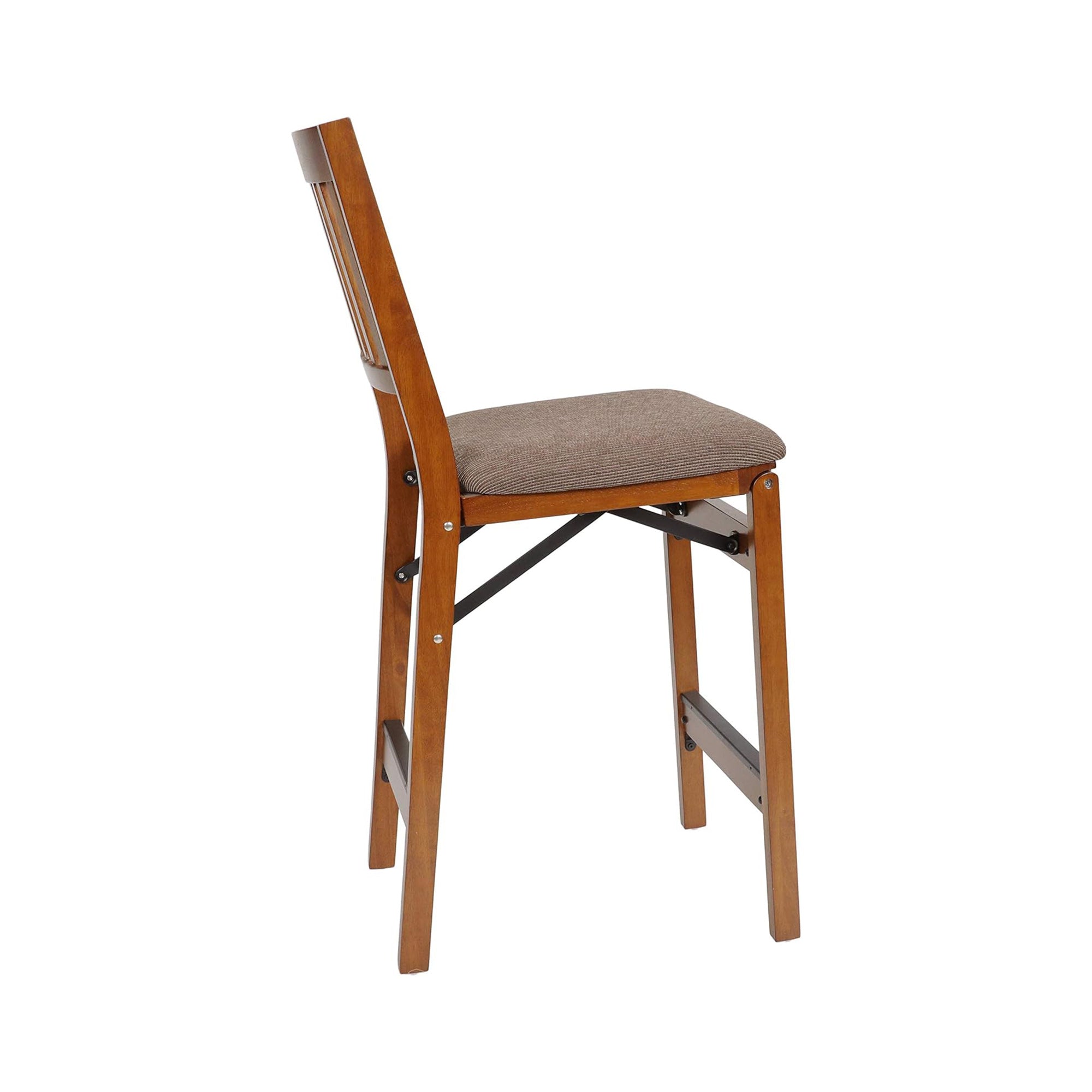 MECO Stakmore Fabric Seat Folding Counter Stools, Espresso (2 Pack) (Open Box) - VMInnovations
