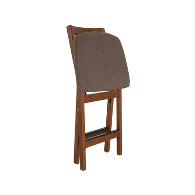 MECO Stakmore Fabric Seat Folding Counter Stools, Espresso (2 Pack) (Open Box)