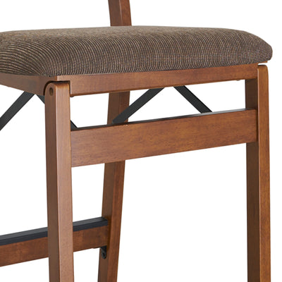 MECO Stakmore Fabric Seat Folding Counter Stools, Espresso (2 Pack) (Open Box) - VMInnovations