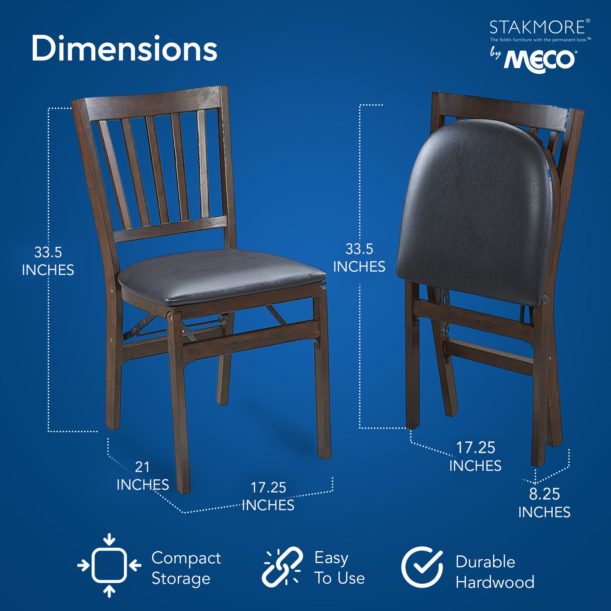 MECO Stakmore Wood Upholstered Seat Folding Chair Set, Espresso (2 Pack) (Used) - VMInnovations