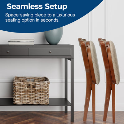MECO Stakmore French Fabric Upholstered Seat Folding Chair Set (2 Pack) (Used) - VMInnovations