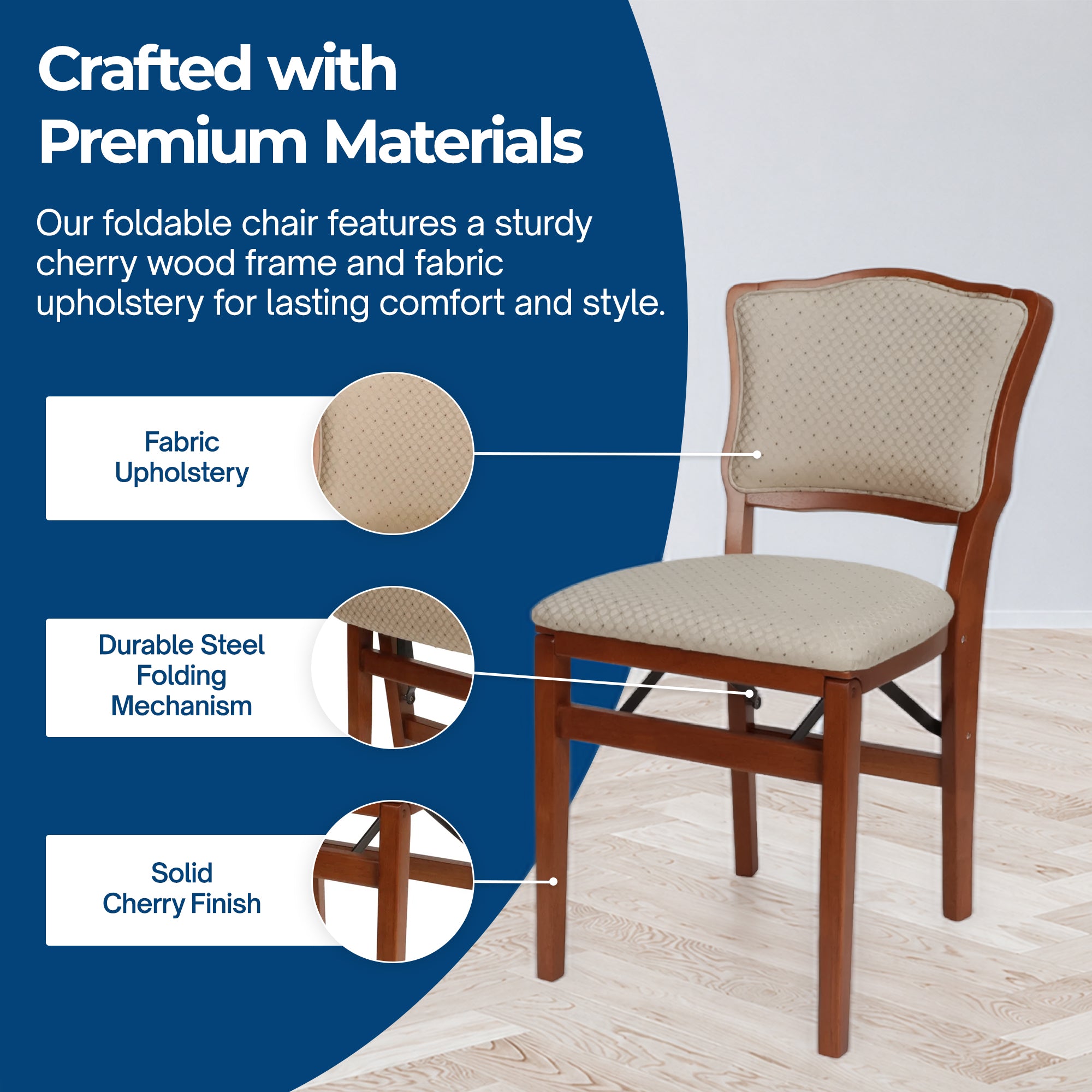 MECO Stakmore French Fabric Upholstered Seat Folding Chair Set (2 Pack) (Used) - VMInnovations