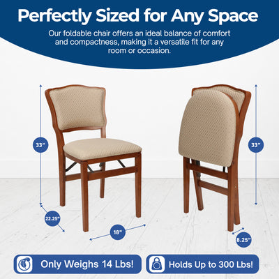 MECO Stakmore French Fabric Upholstered Seat Folding Chair Set (2 Pack) (Used) - VMInnovations