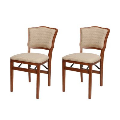 MECO Stakmore French Fabric Upholstered Seat Folding Chair Set (2 Pack) (Used) - VMInnovations
