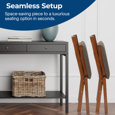 MECO Stakmore Upholstered Seat Folding Chair Set, Fruitwood (2 Pack) (Open Box)