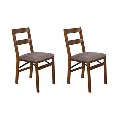 MECO Stakmore Upholstered Seat Folding Chair Set, Fruitwood (2 Pack) (Open Box)