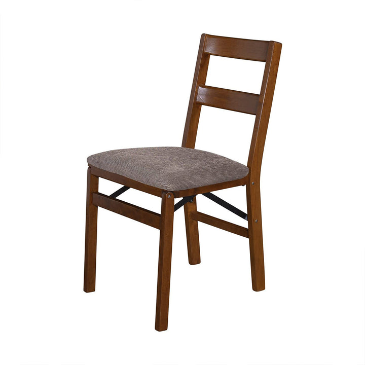 MECO Stakmore Upholstered Seat Folding Chair Set, Fruitwood (2 Pack) (Open Box) - VMInnovations