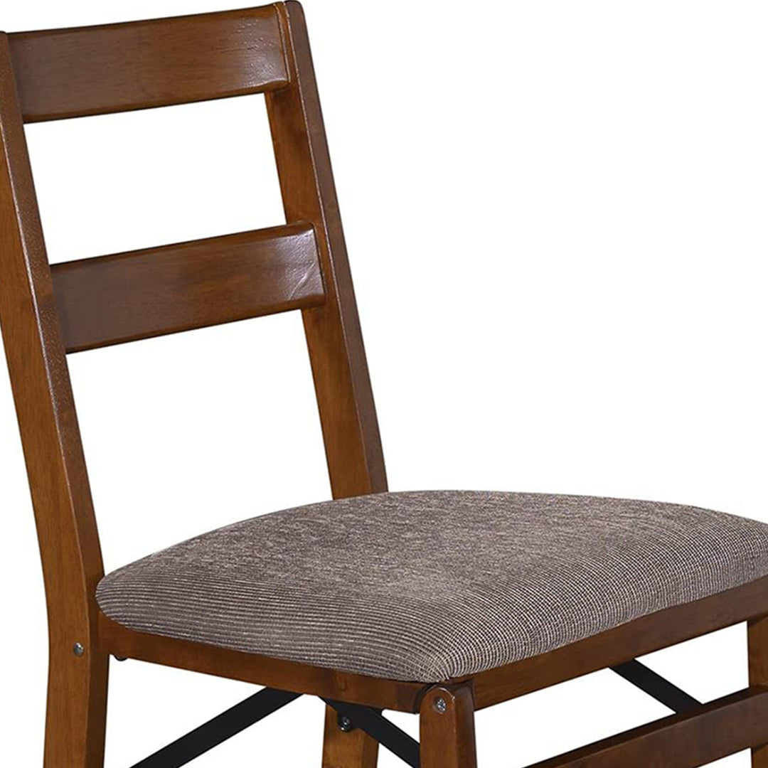 MECO Stakmore Upholstered Seat Folding Chair Set, Fruitwood (2 Pack) (Open Box) - VMInnovations