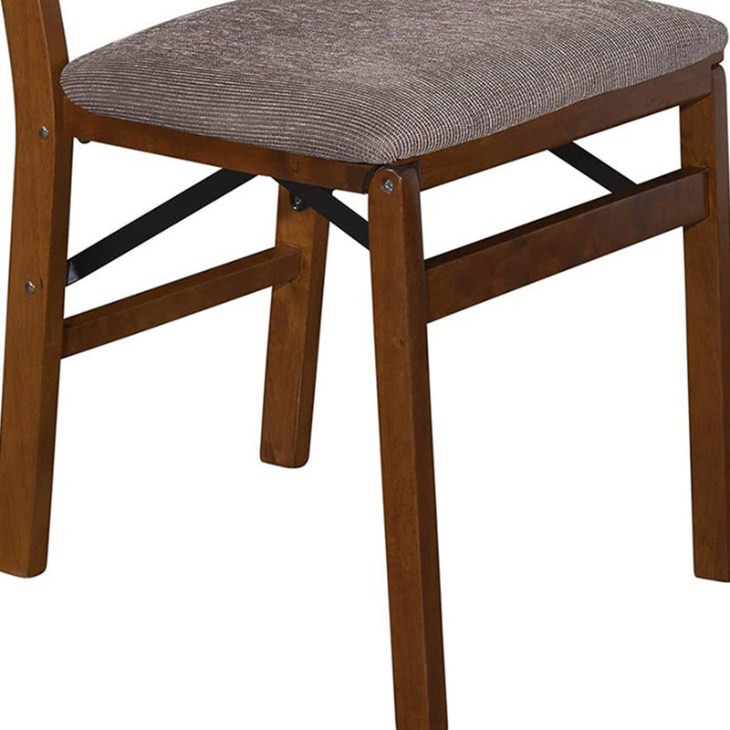 MECO Stakmore Upholstered Seat Folding Chair Set, Fruitwood (2 Pack) (Open Box)