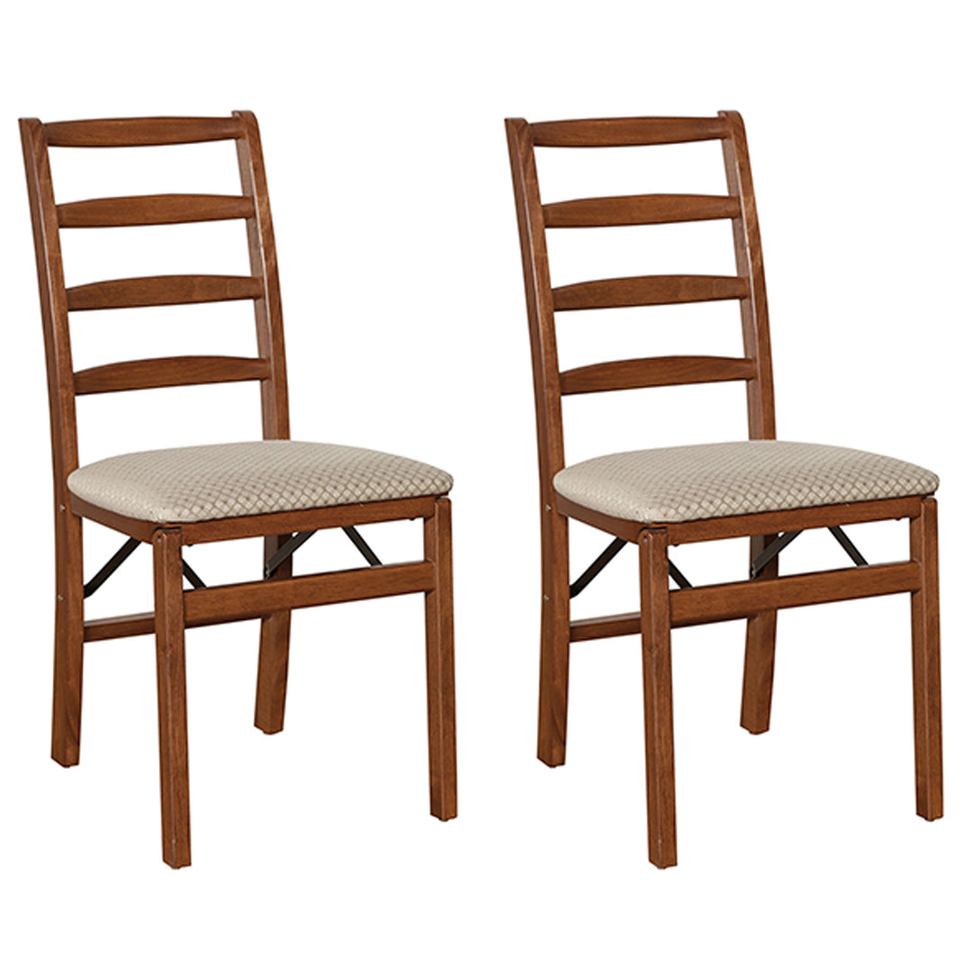 MECO Stakmore Shaker Upholstered Seat Folding Chairs, Cherry (2 Pack) (Open Box)