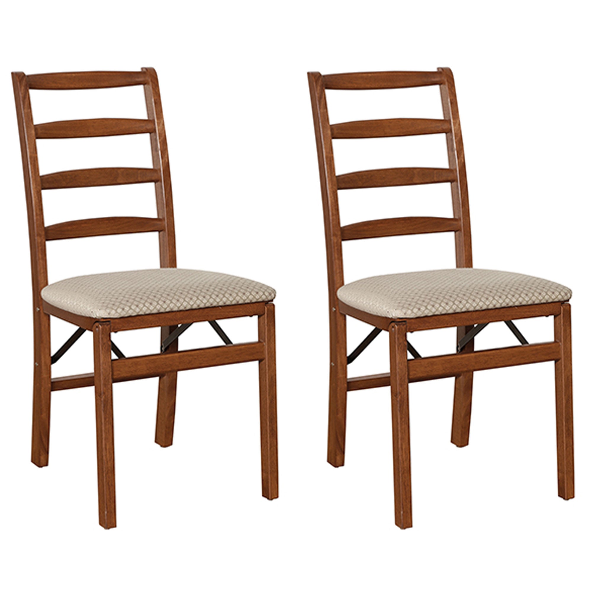 MECO Stakmore Shaker Ladderback Upholstered Seat Folding Chairs, Cherry (2 Pack)