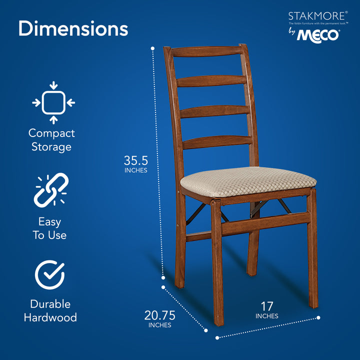 MECO Stakmore Shaker Upholstered Seat Folding Chairs, Cherry (2 Pack) (Open Box)
