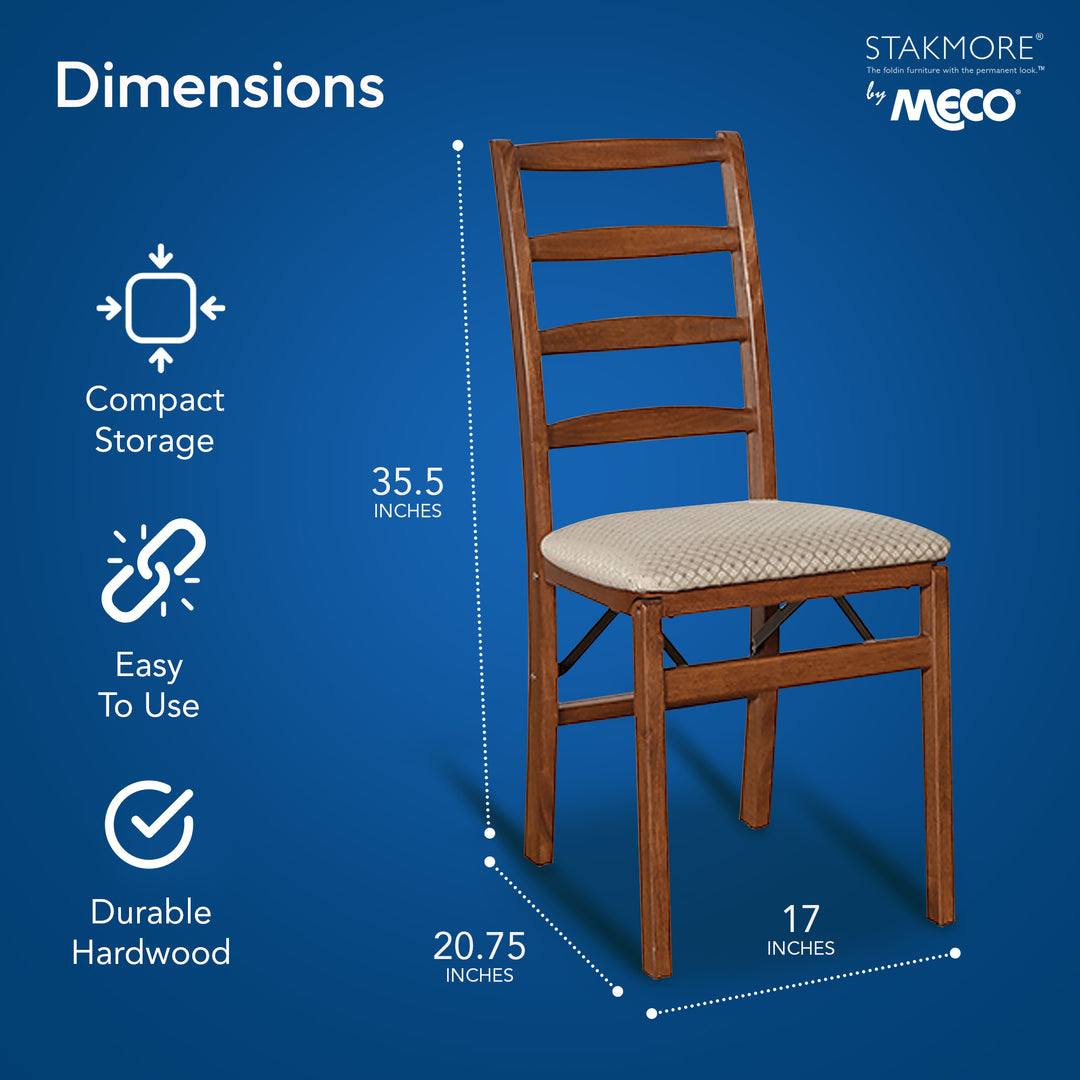 MECO Stakmore Shaker Upholstered Seat Folding Chairs, Cherry (2 Pack) (Used)