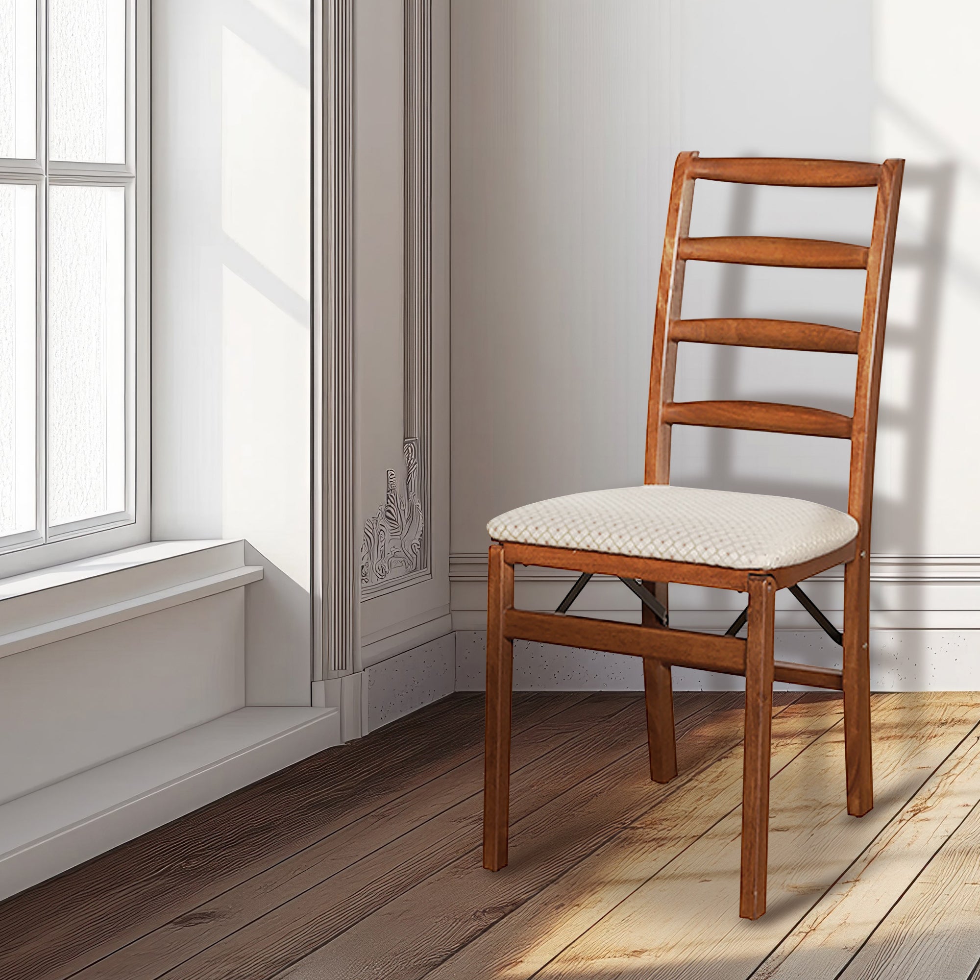 MECO Stakmore Shaker Upholstered Seat Folding Chairs, Cherry (2 Pack) (Used) - VMInnovations