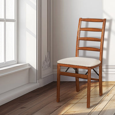 MECO Stakmore Shaker Upholstered Seat Folding Chairs, Cherry (2 Pack) (Used) - VMInnovations
