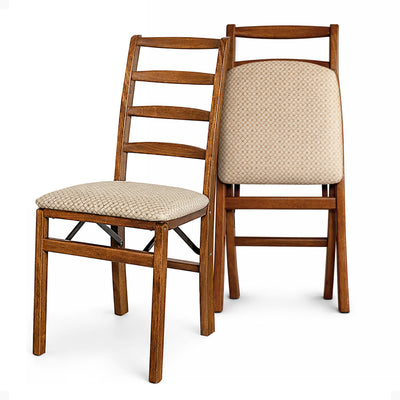 MECO Stakmore Shaker Upholstered Seat Folding Chairs, Cherry (2 Pack) (Open Box)