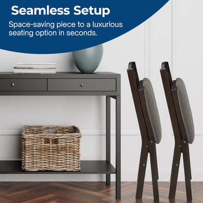 MECO Stakmore Upholstered Seat Folding Chair Set, Espresso (2 Pack) (Open Box) - VMInnovations