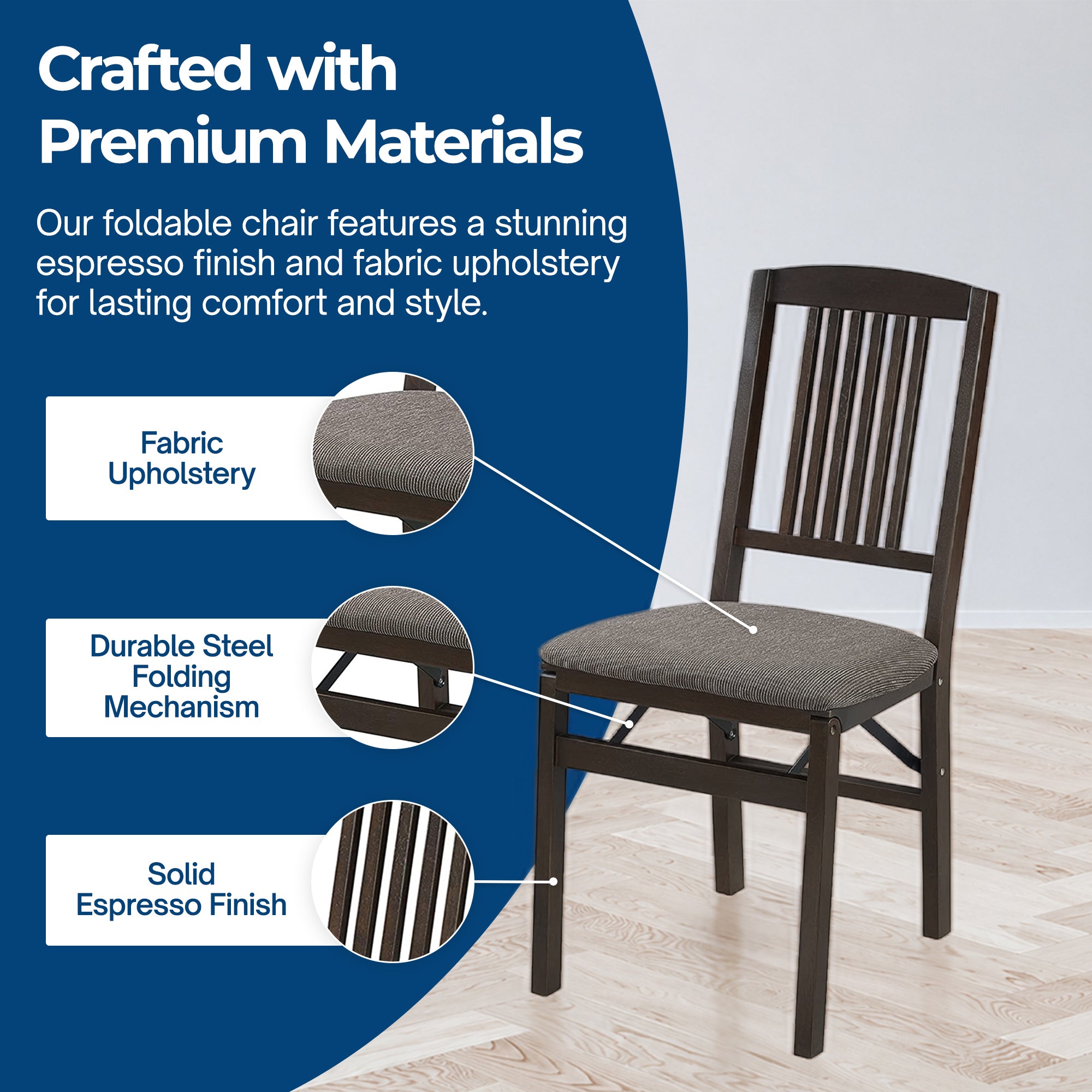 MECO Stakmore Upholstered Seat Folding Chair Set, Espresso (2 Pack) (Open Box) - VMInnovations