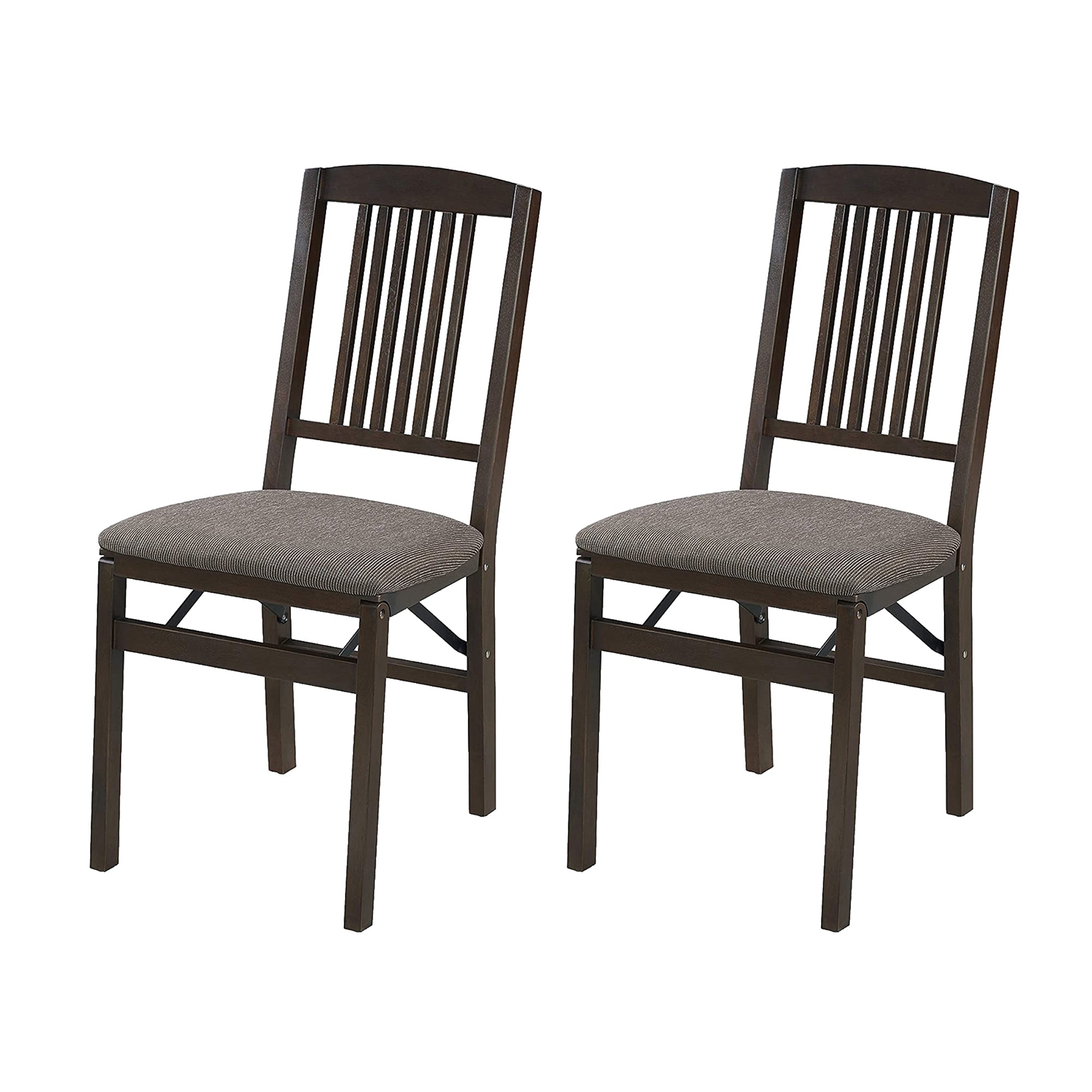 MECO Stakmore Upholstered Seat Folding Chair Set, Espresso (2 Pack) (Open Box) - VMInnovations