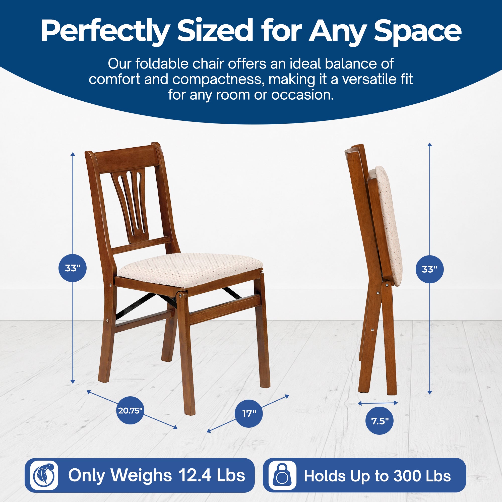 MECO Stakmore Urn Wood Upholstered Seat Folding Chair Set (2 Pack) (For Parts) - VMInnovations
