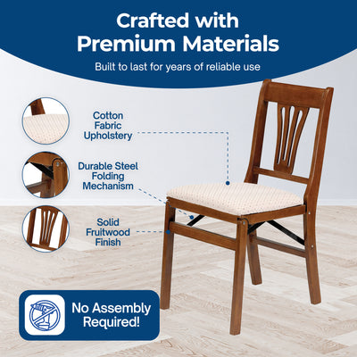 MECO Stakmore Urn Wood Upholstered Seat Folding Chair Set (2 Pack) (For Parts) - VMInnovations