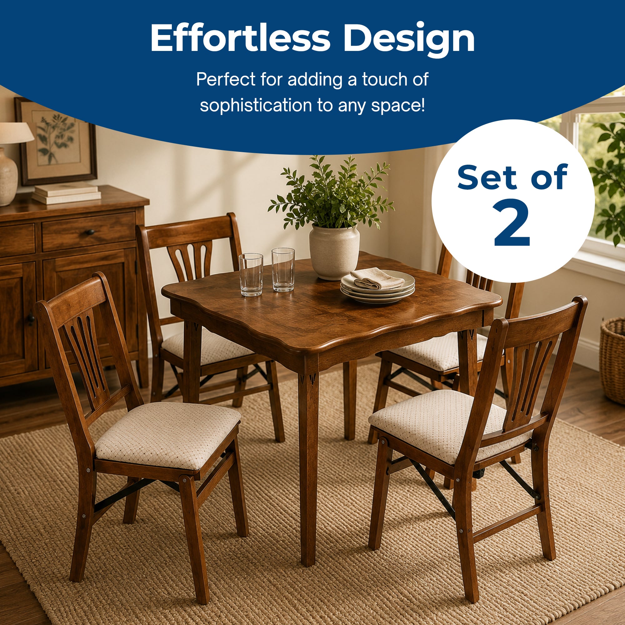 MECO Stakmore Urn Wood Upholstered Seat Folding Chair Set (2 Pack) (For Parts) - VMInnovations