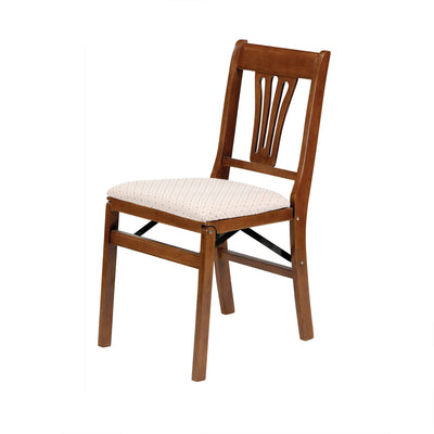 MECO Stakmore Urn Wood Upholstered Seat Folding Chair Set (2 Pack) (For Parts) - VMInnovations