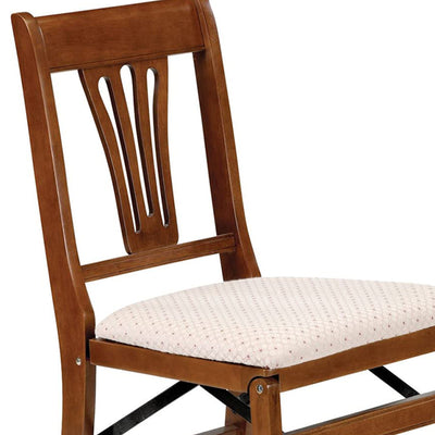 MECO Stakmore Urn Wood Upholstered Seat Folding Chair Set, Fruitwood (Used)