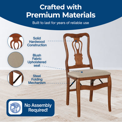 MECO Stakmore Upholstered Seat Folding Chair Set, Cherry (2 Pack) (Used)