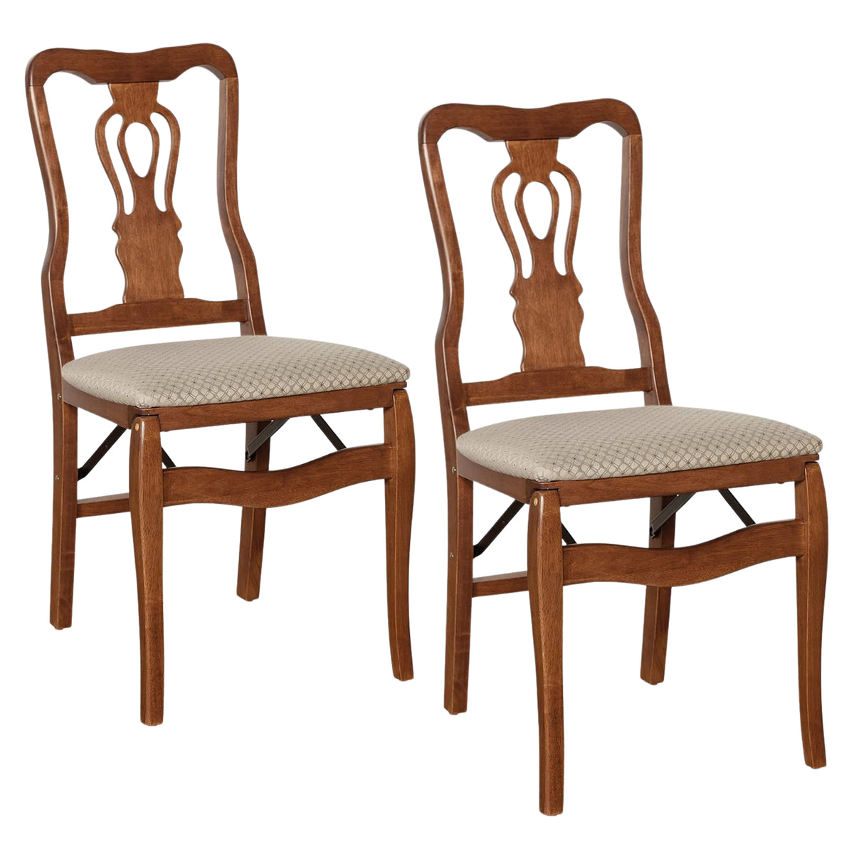 MECO Stakmore Chippendale Upholstered Folding Chairs, Cherry (2 Pack)(Open Box) - VMInnovations