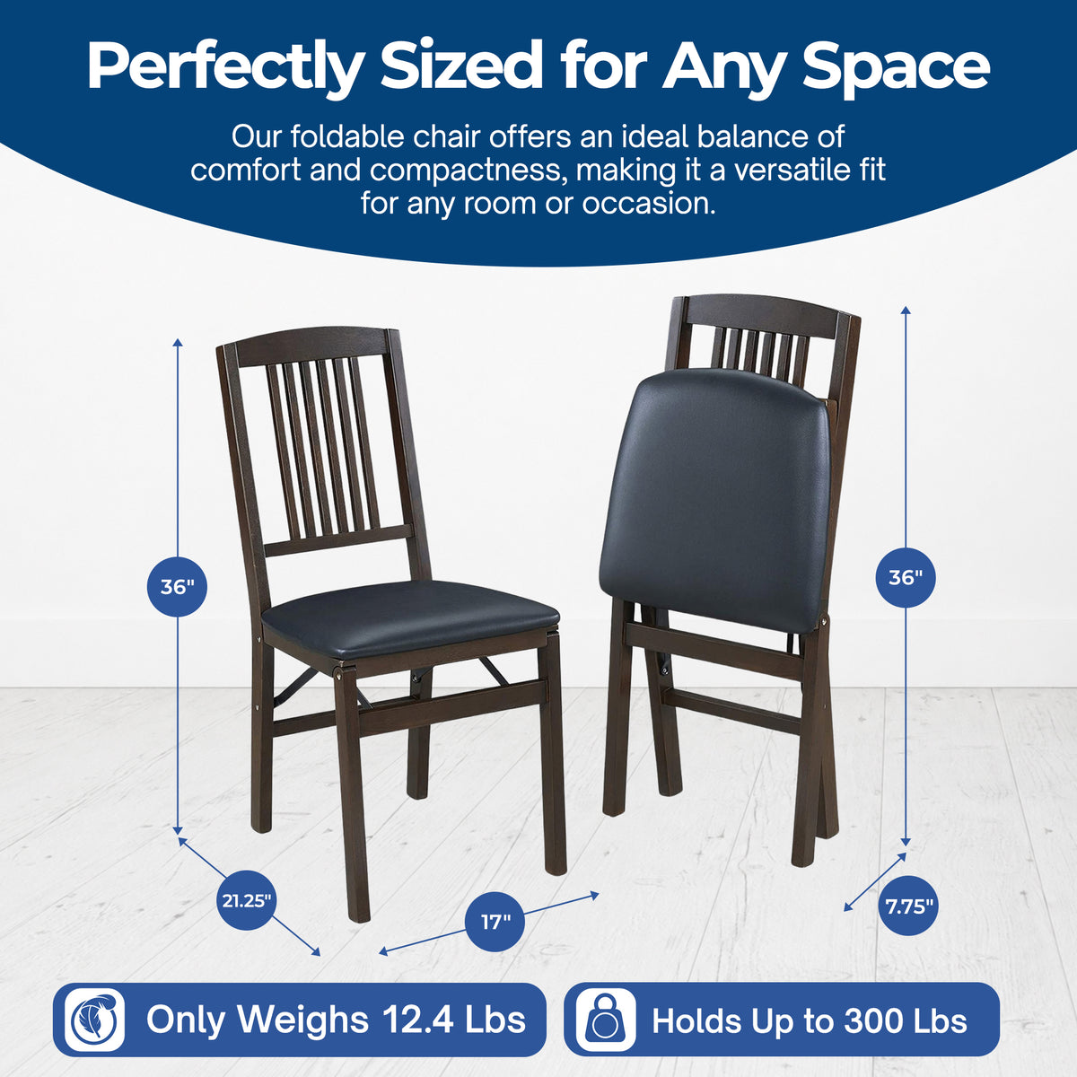 MECO Stakmore Mission Upholstered Seat Folding Chairs, Espresso/Black  (Used)