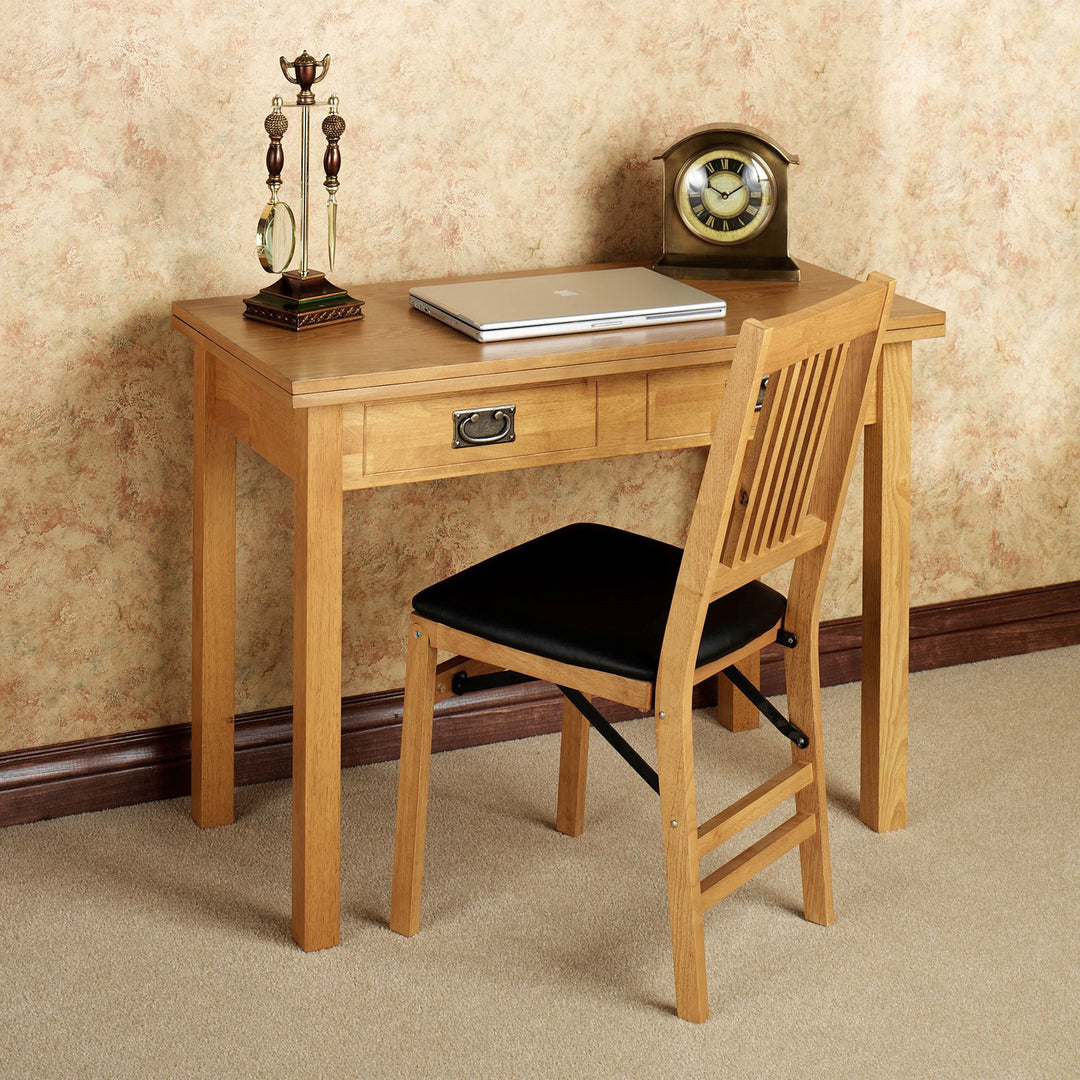 MECO Solid Wood Traditional Expanding Dining Table Console, Oak Frame (Open Box)