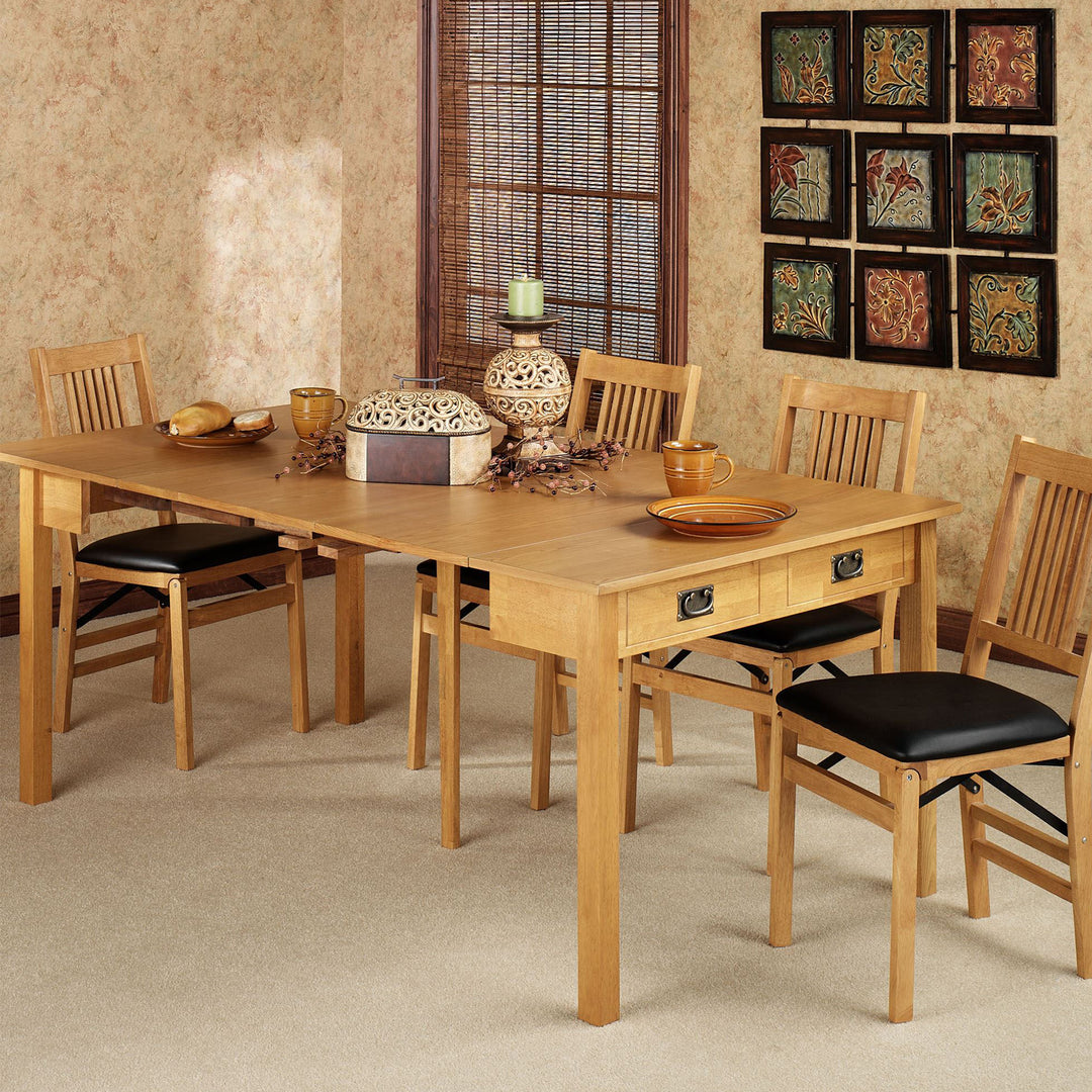 MECO Solid Wood Traditional Expanding Dining Table Console, Oak Frame (Open Box)
