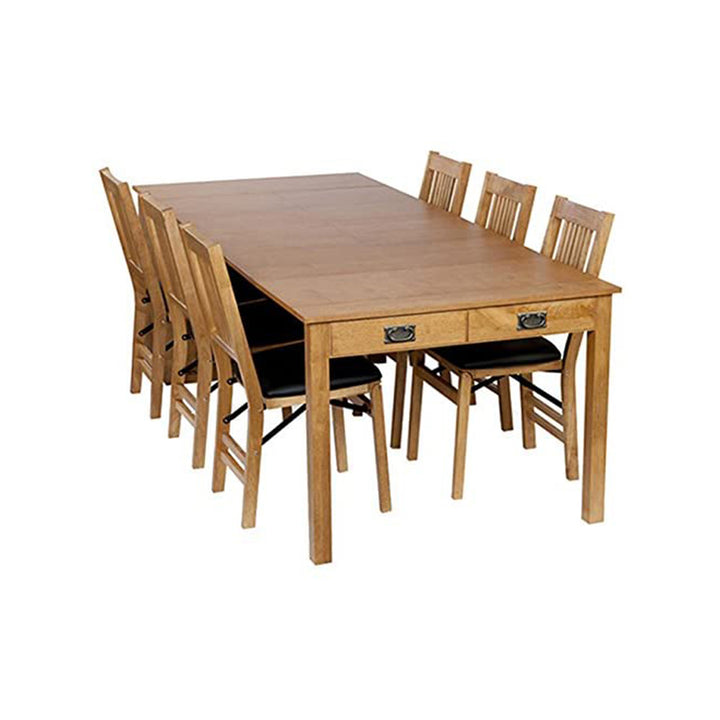 MECO Solid Wood Traditional Expanding Dining Table Console, Oak Frame (Open Box)