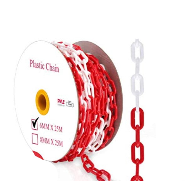 Pyle PCHN31 Safety Chain Barrier Plastic Links 82 Feet, Red & White (2 Pack) - VMInnovations
